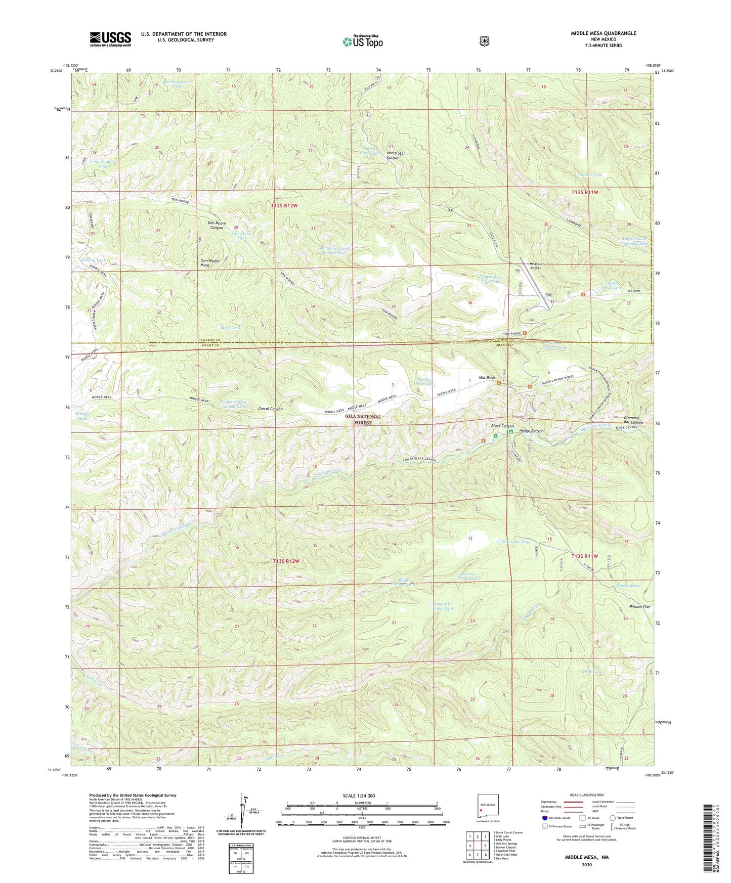 Middle Mesa New Mexico US Topo Map Image