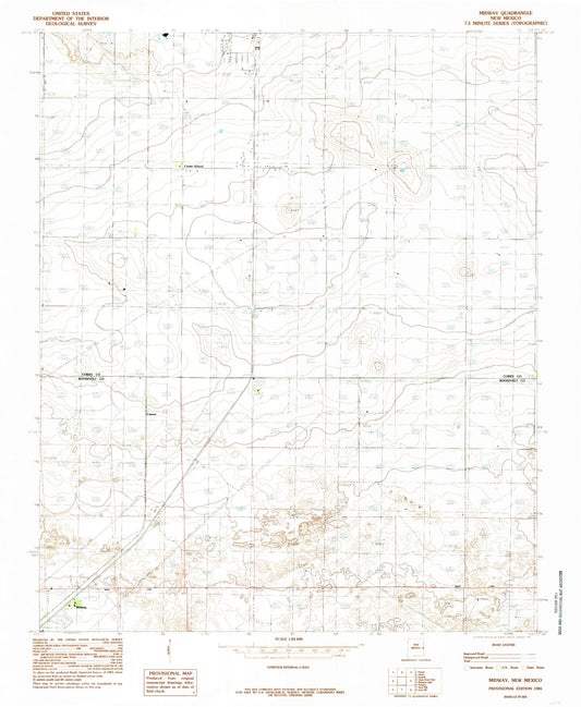 Classic USGS Midway New Mexico 7.5'x7.5' Topo Map Image