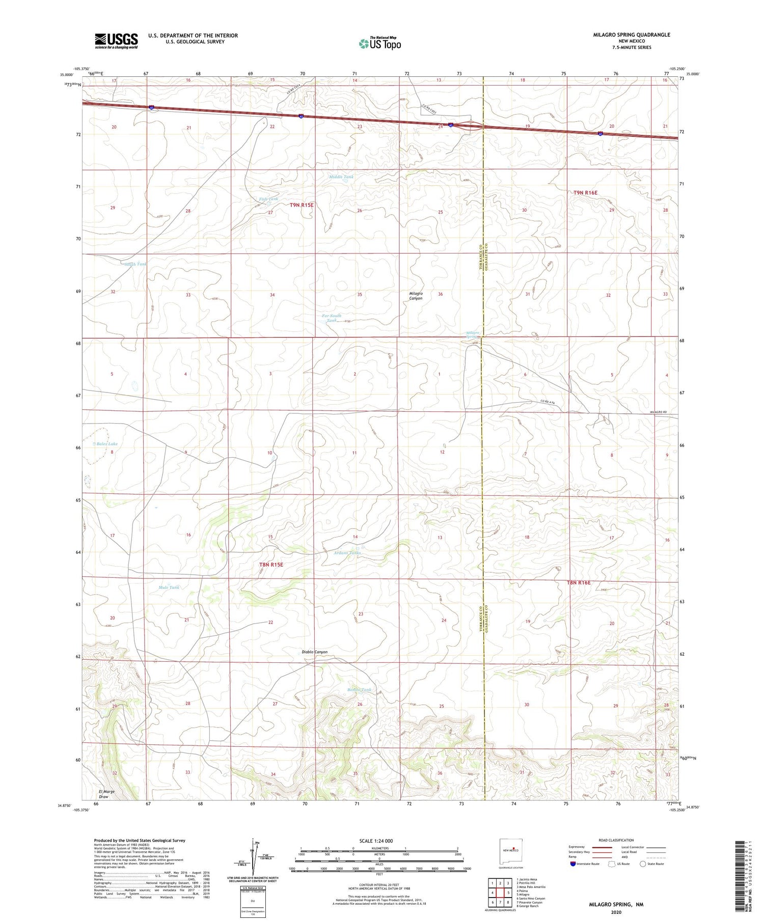 Milagro Spring New Mexico US Topo Map Image