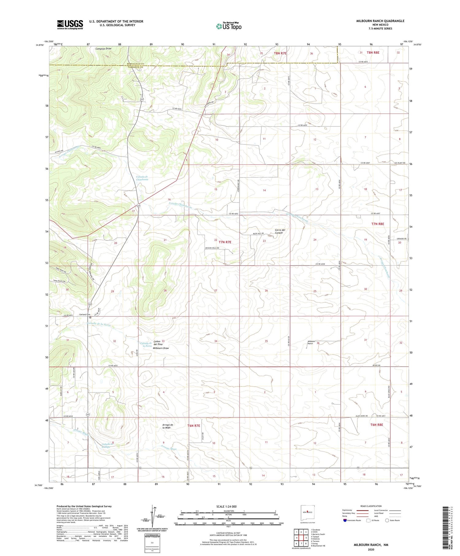 Milbourn Ranch New Mexico US Topo Map Image