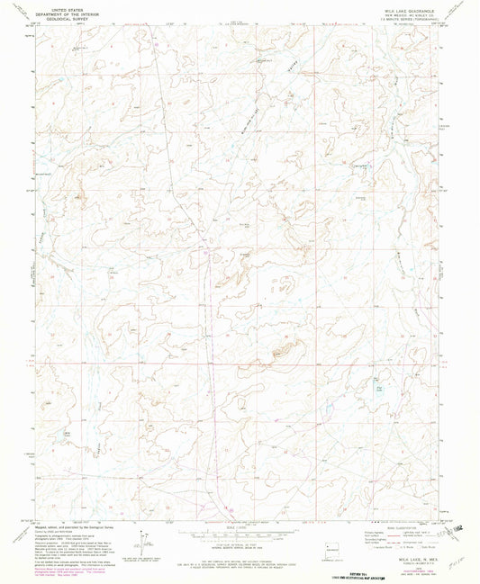 Classic USGS Milk Lake New Mexico 7.5'x7.5' Topo Map Image