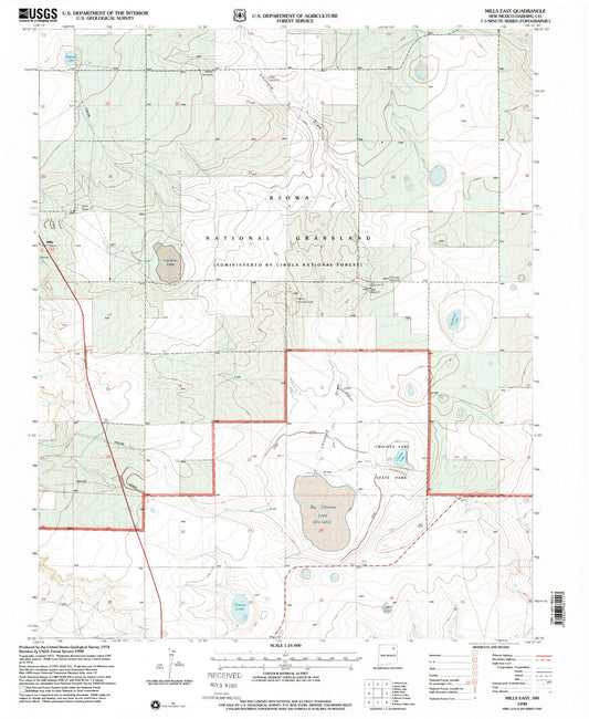 Classic USGS Mills East New Mexico 7.5'x7.5' Topo Map Image
