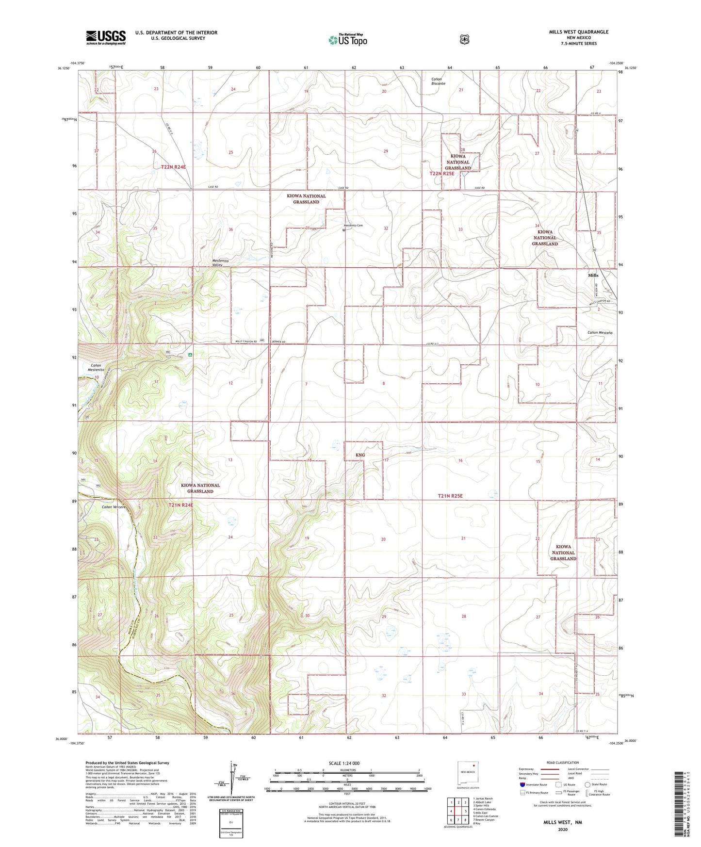 Mills West New Mexico US Topo Map Image