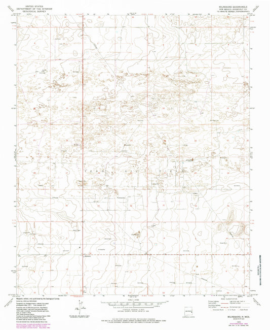 Classic USGS Milnesand New Mexico 7.5'x7.5' Topo Map Image