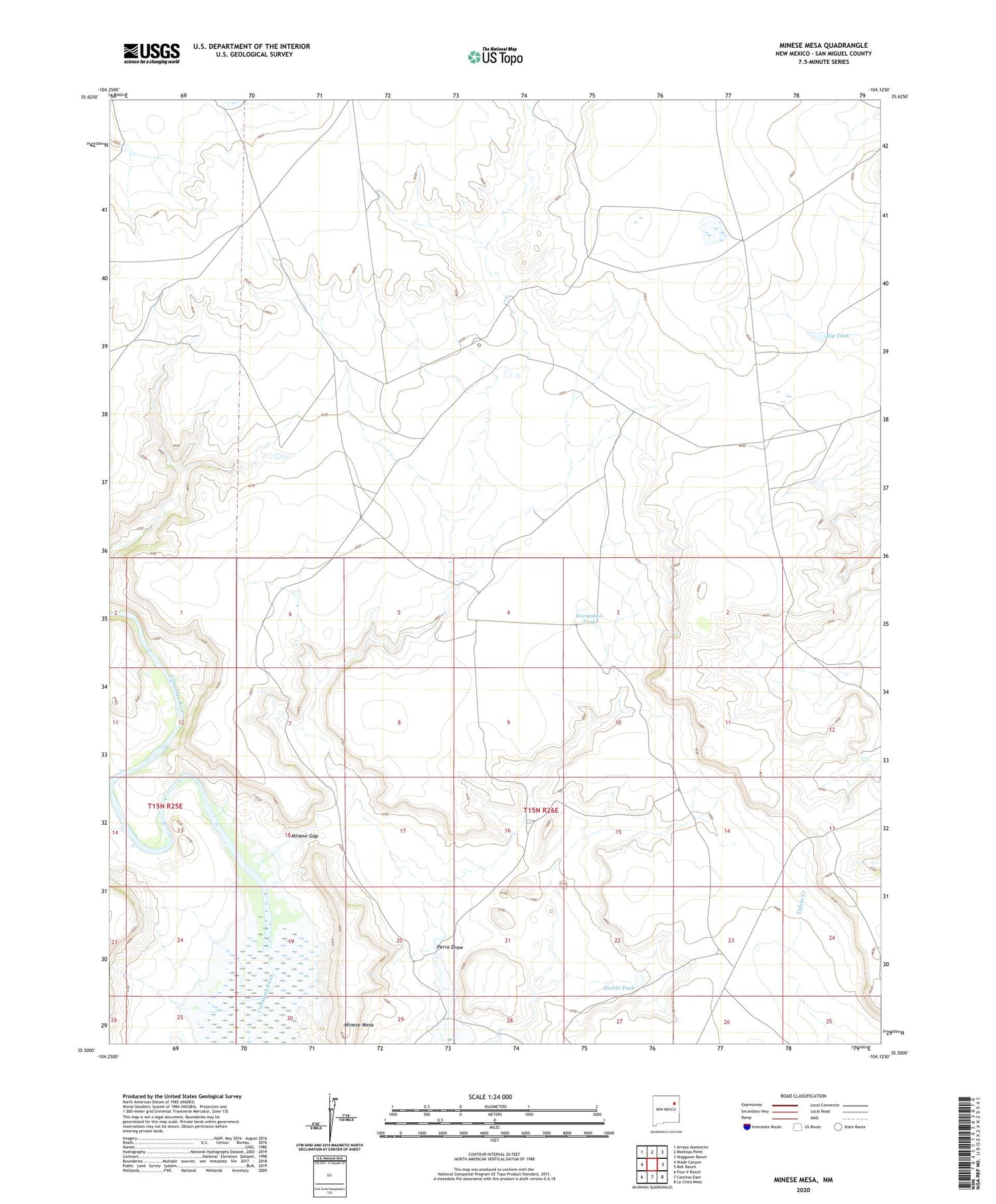 Minese Mesa New Mexico US Topo Map Image