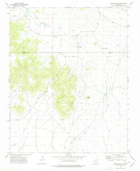 Classic USGS Minnie Butte New Mexico 7.5'x7.5' Topo Map Image