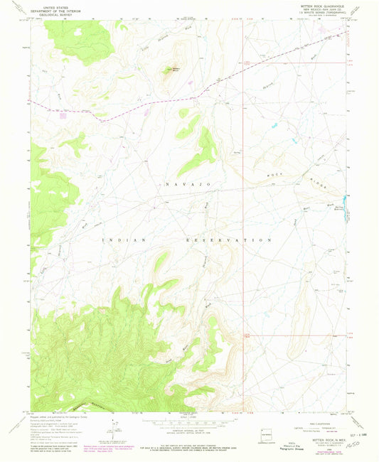 Classic USGS Mitten Rock New Mexico 7.5'x7.5' Topo Map Image