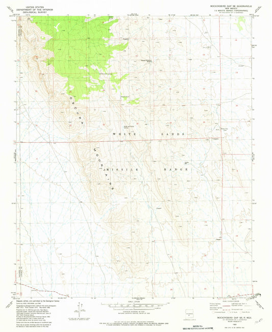 Classic USGS Mockingbird Gap SE New Mexico 7.5'x7.5' Topo Map Image