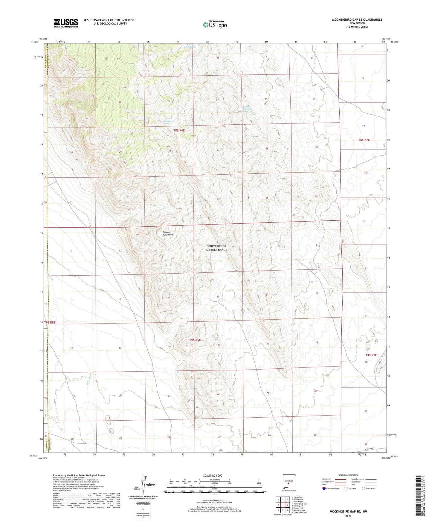 Mockingbird Gap SE New Mexico US Topo Map Image