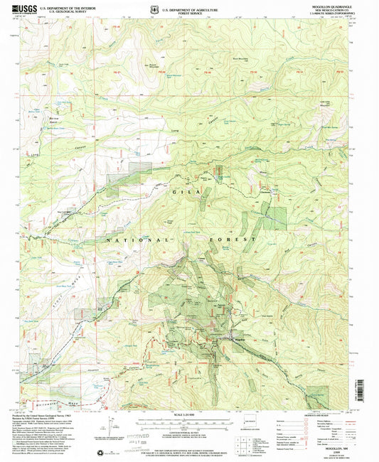 Classic USGS Mogollon New Mexico 7.5'x7.5' Topo Map Image