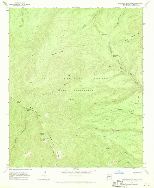 USGS Classic Mogollon Baldy Peak New Mexico 7.5'x7.5' Topo Map Image