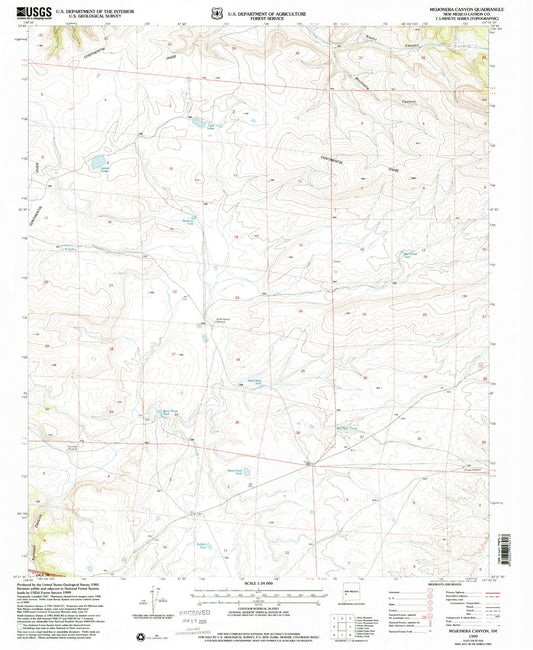 Classic USGS Mojonera Canyon New Mexico 7.5'x7.5' Topo Map Image