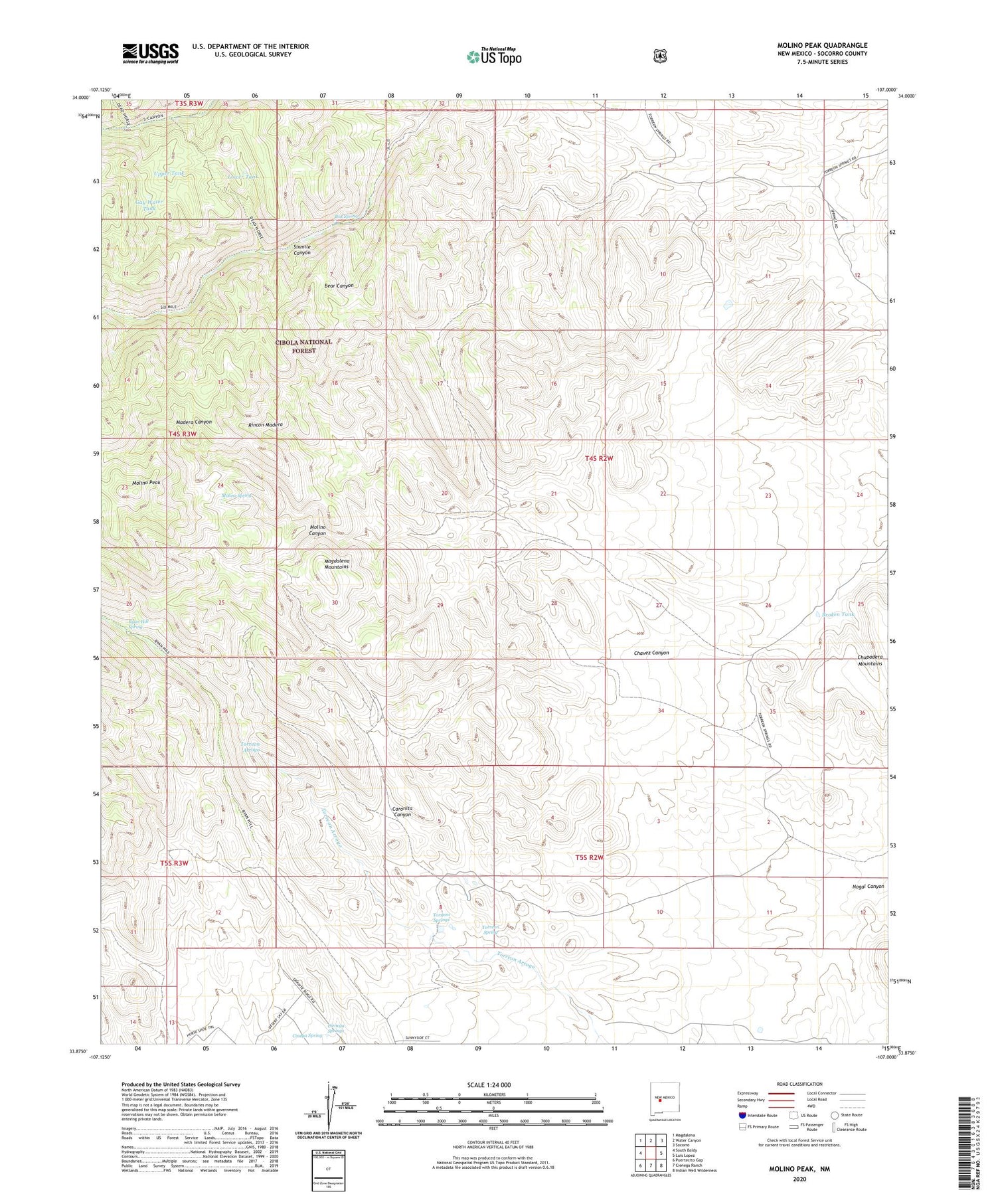 Molino Peak New Mexico US Topo Map Image