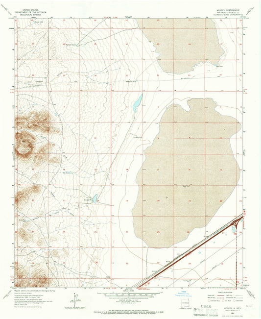 Classic USGS Mondel New Mexico 7.5'x7.5' Topo Map Image
