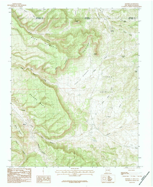 Classic USGS Monero New Mexico 7.5'x7.5' Topo Map Image