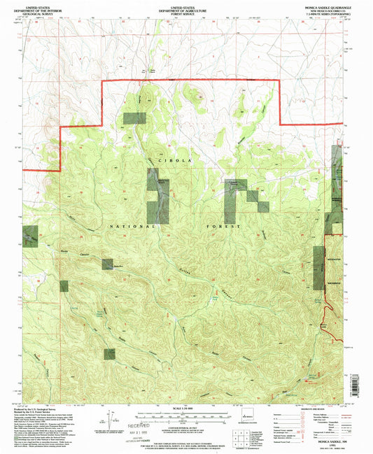 Classic USGS Monica Saddle New Mexico 7.5'x7.5' Topo Map Image