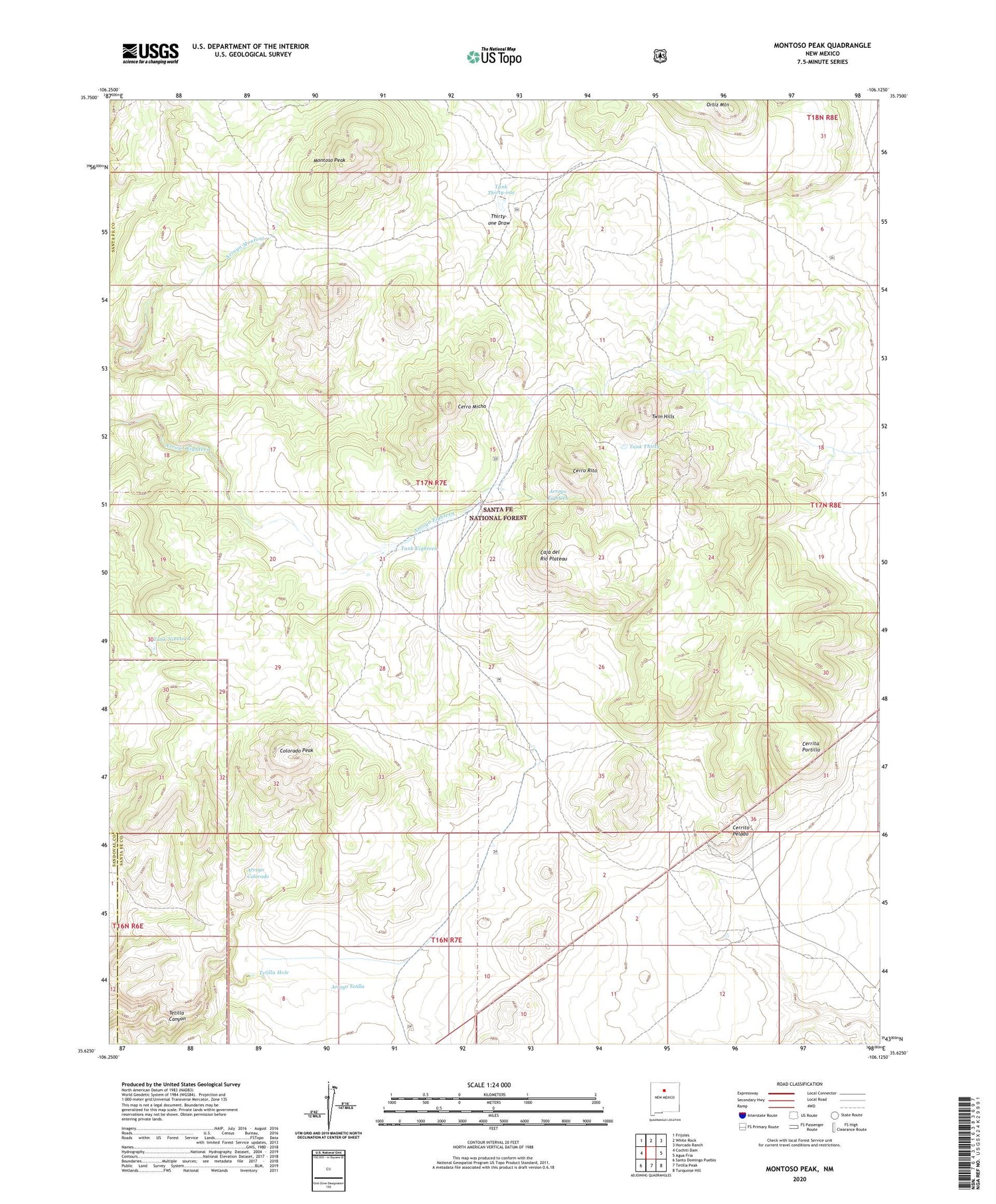 Montoso Peak New Mexico US Topo Map Image