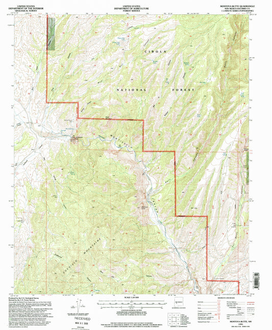 Classic USGS Montoya Butte New Mexico 7.5'x7.5' Topo Map Image