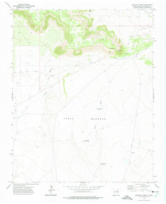 Classic USGS Montoya Point New Mexico 7.5'x7.5' Topo Map Image