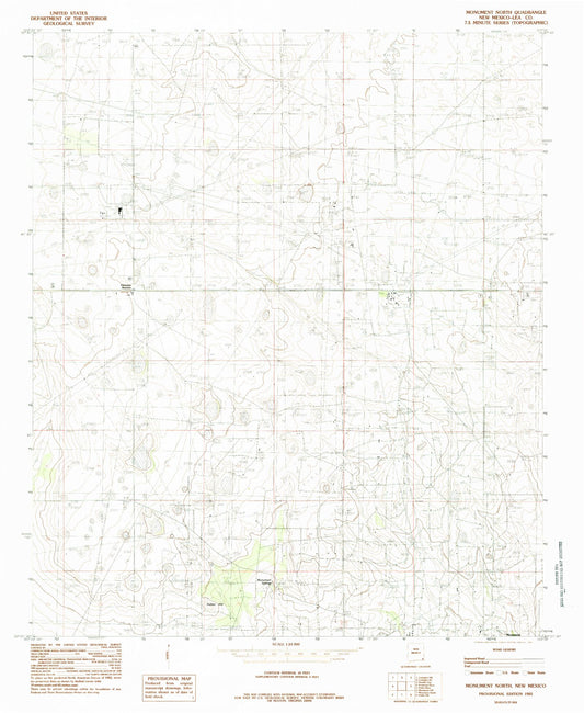 Classic USGS Monument North New Mexico 7.5'x7.5' Topo Map Image
