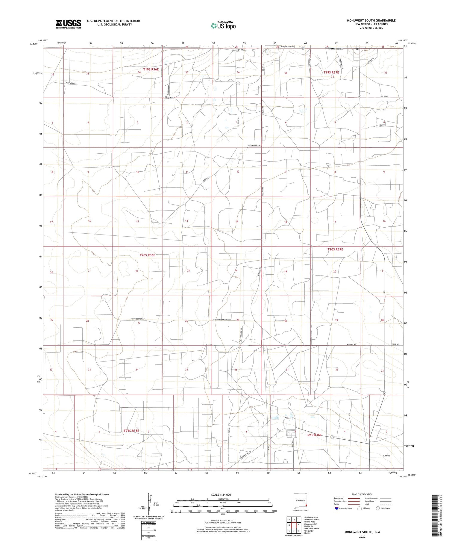 Monument South New Mexico US Topo Map Image