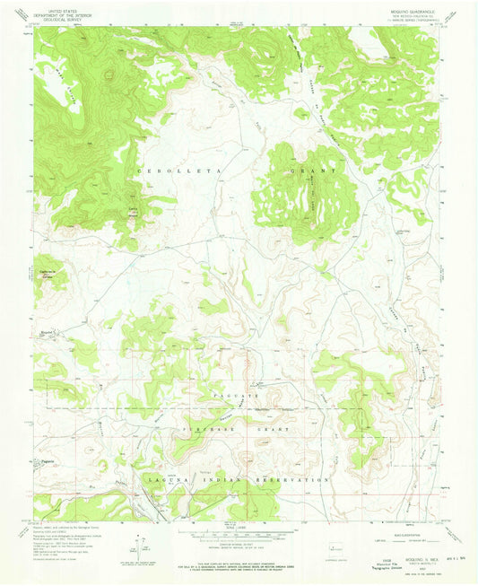 Classic USGS Moquino New Mexico 7.5'x7.5' Topo Map Image