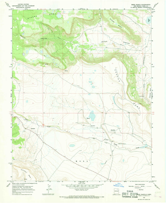 Classic USGS Mora Ranch New Mexico 7.5'x7.5' Topo Map Image