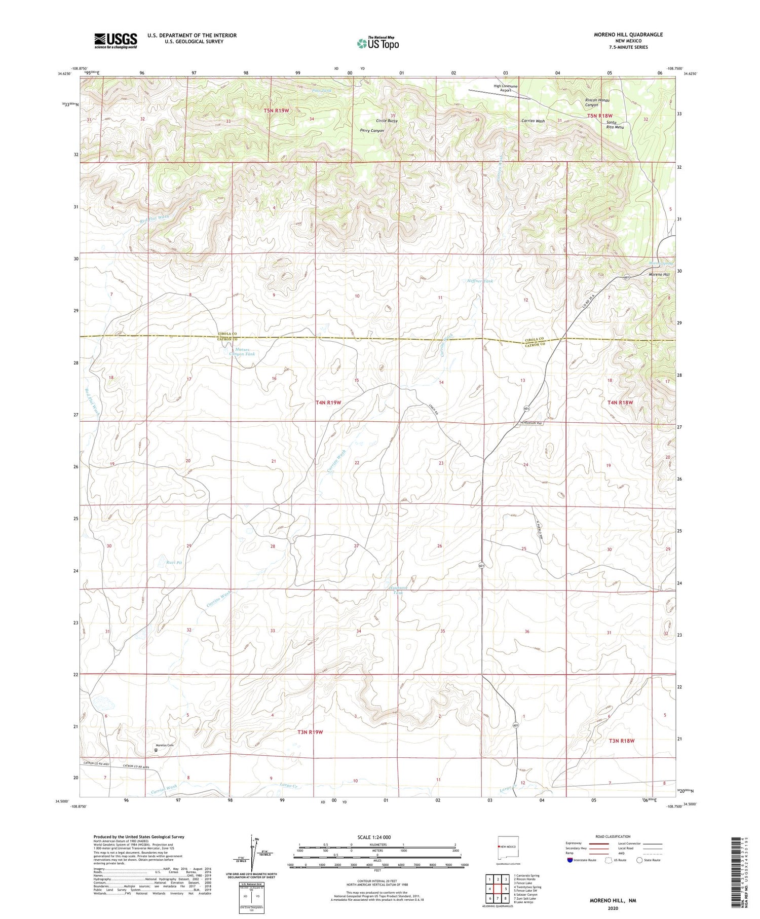 Moreno Hill New Mexico US Topo Map Image