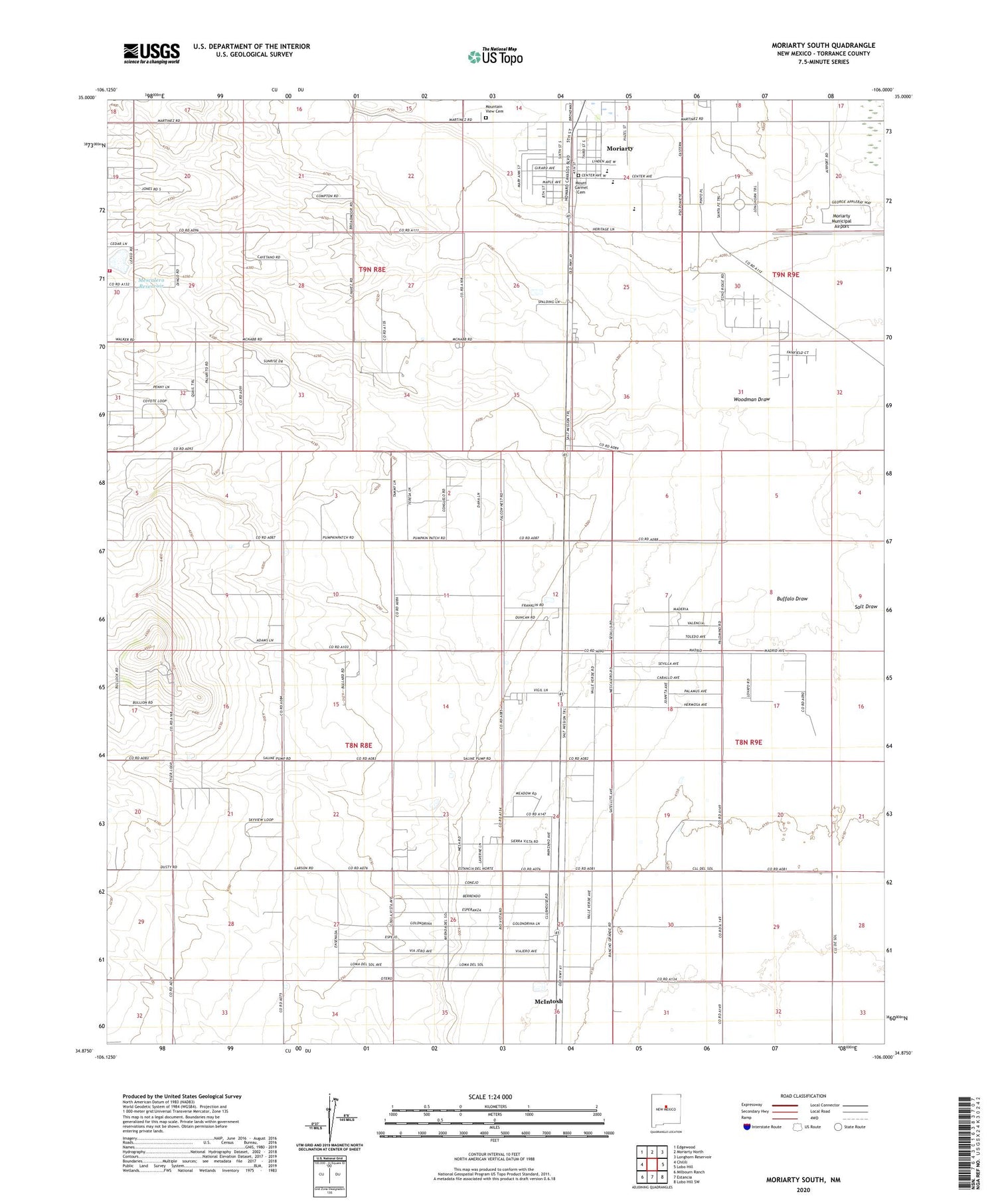 Moriarty South New Mexico US Topo Map Image