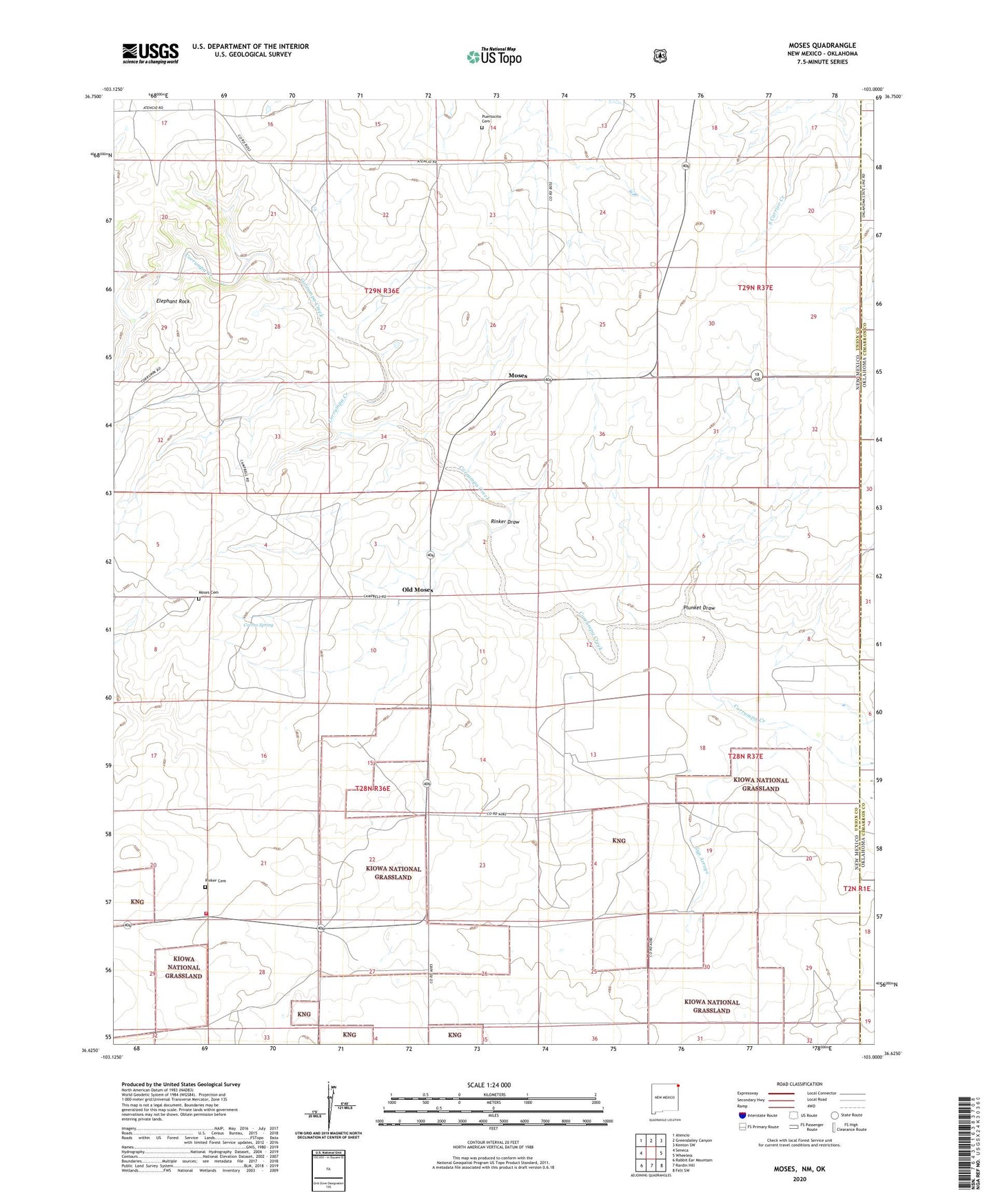 Moses New Mexico US Topo Map Image