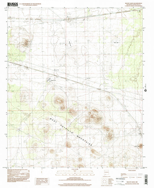 Classic USGS Mount Aden New Mexico 7.5'x7.5' Topo Map Image