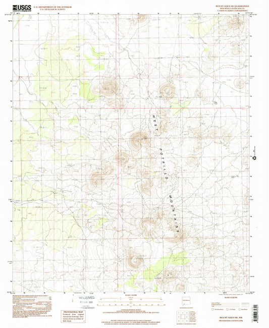 Classic USGS Mount Aden SW New Mexico 7.5'x7.5' Topo Map Image