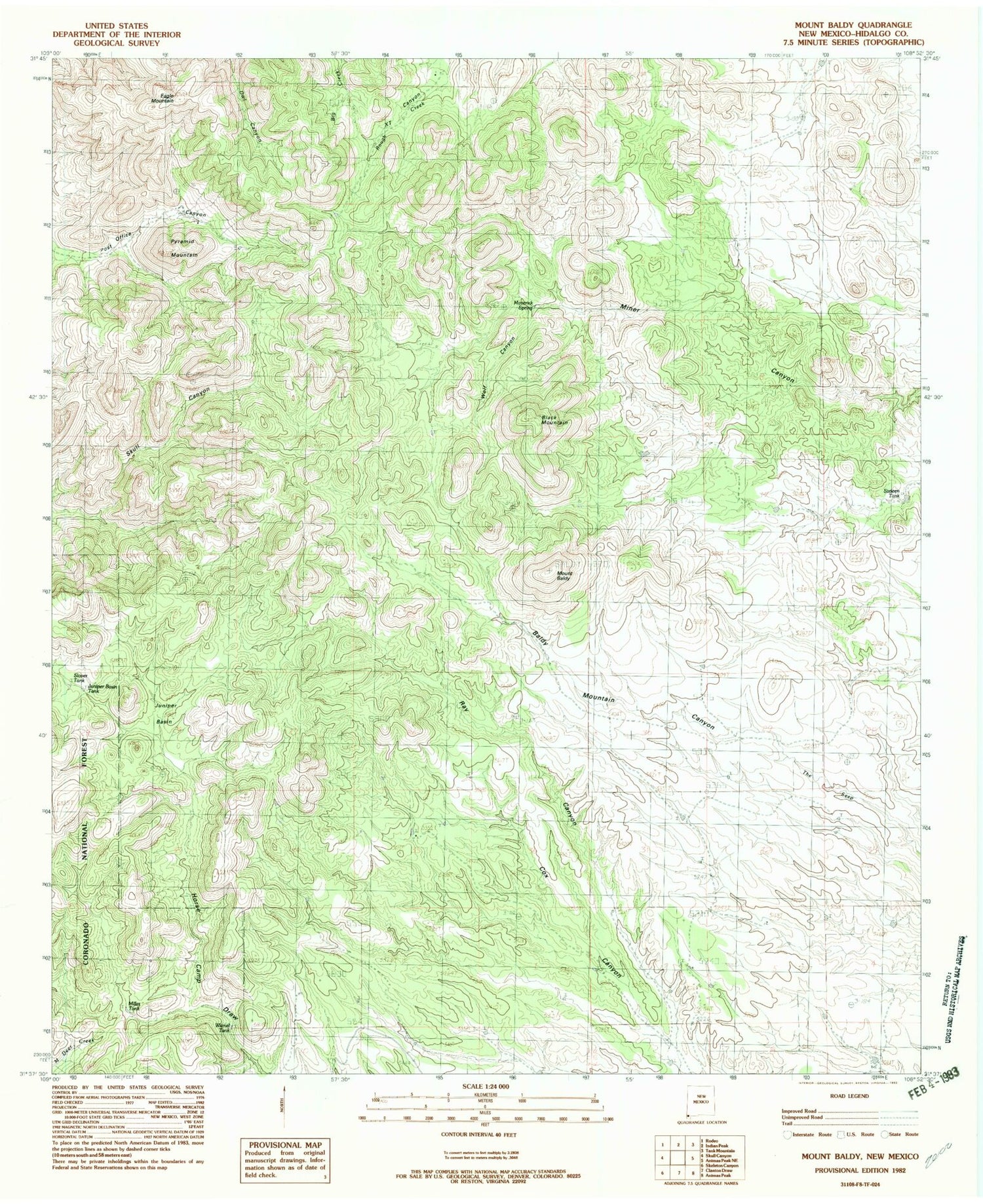 Classic USGS Mount Baldy New Mexico 7.5'x7.5' Topo Map Image