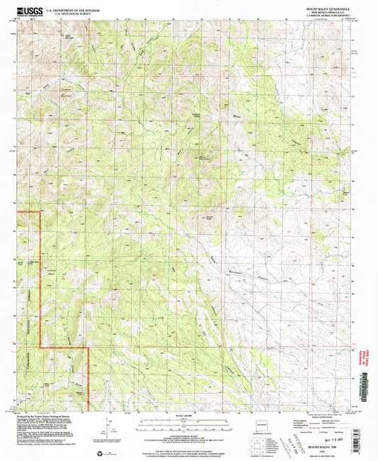 Classic USGS Mount Baldy New Mexico 7.5'x7.5' Topo Map Image