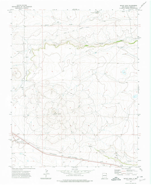 Classic USGS Mount Dora New Mexico 7.5'x7.5' Topo Map Image