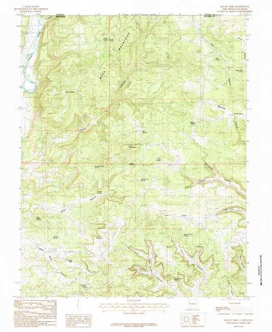 Classic USGS Mount Nebo New Mexico 7.5'x7.5' Topo Map Image
