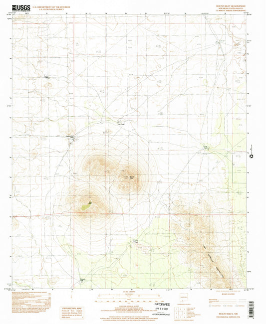 Classic USGS Mount Riley New Mexico 7.5'x7.5' Topo Map Image