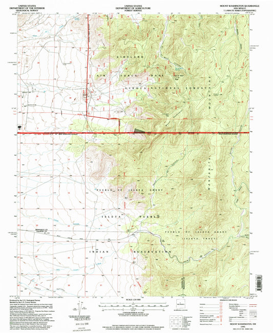 Classic USGS Mount Washington New Mexico 7.5'x7.5' Topo Map Image