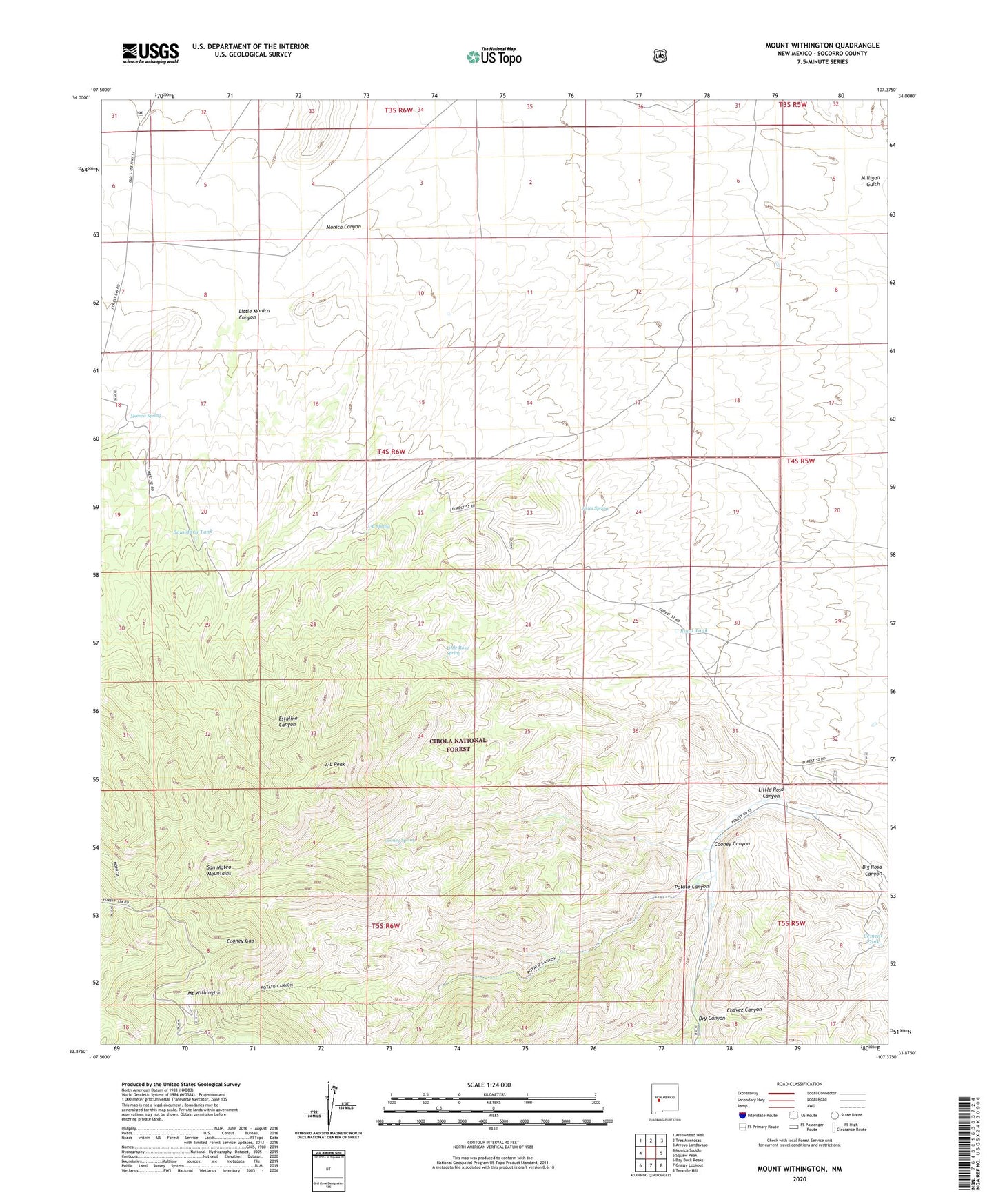 Mount Withington New Mexico US Topo Map Image