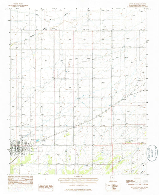 Classic USGS Mountainair New Mexico 7.5'x7.5' Topo Map Image