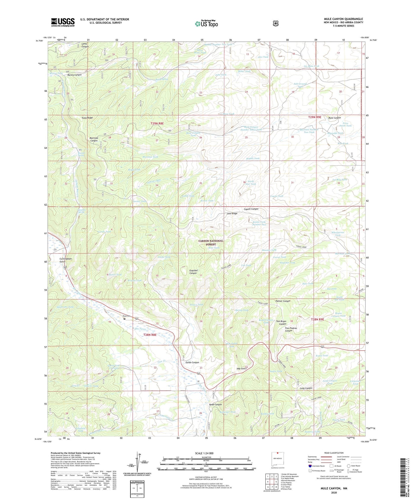 Mule Canyon New Mexico US Topo Map Image
