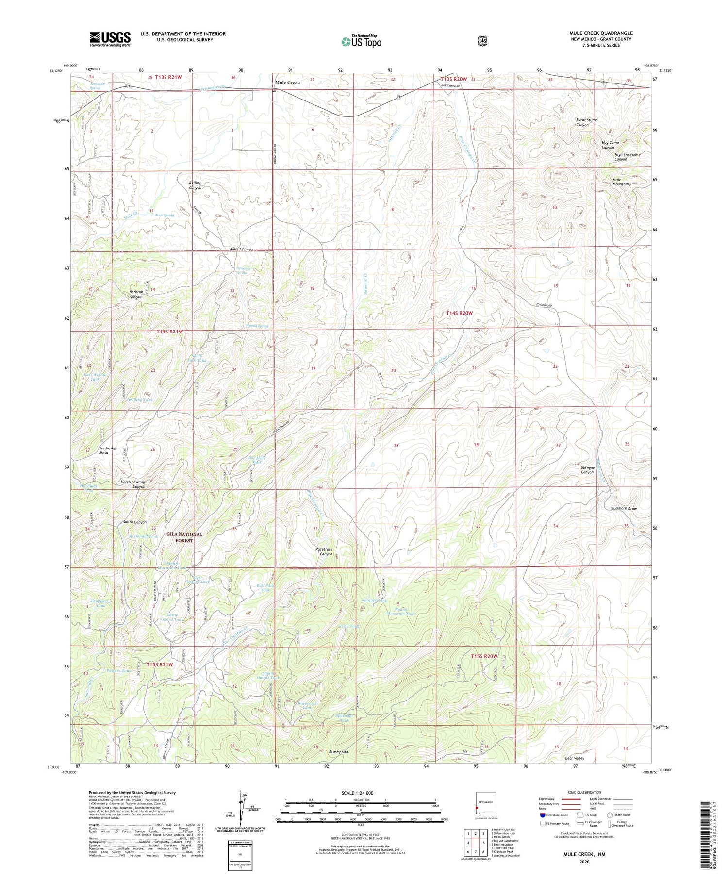Mule Creek New Mexico US Topo Map Image