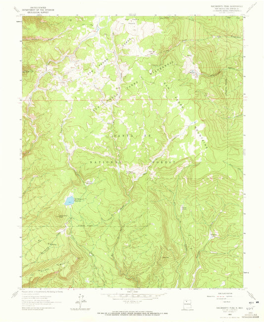 USGS Classic Nacimiento Peak New Mexico 7.5'x7.5' Topo Map Image