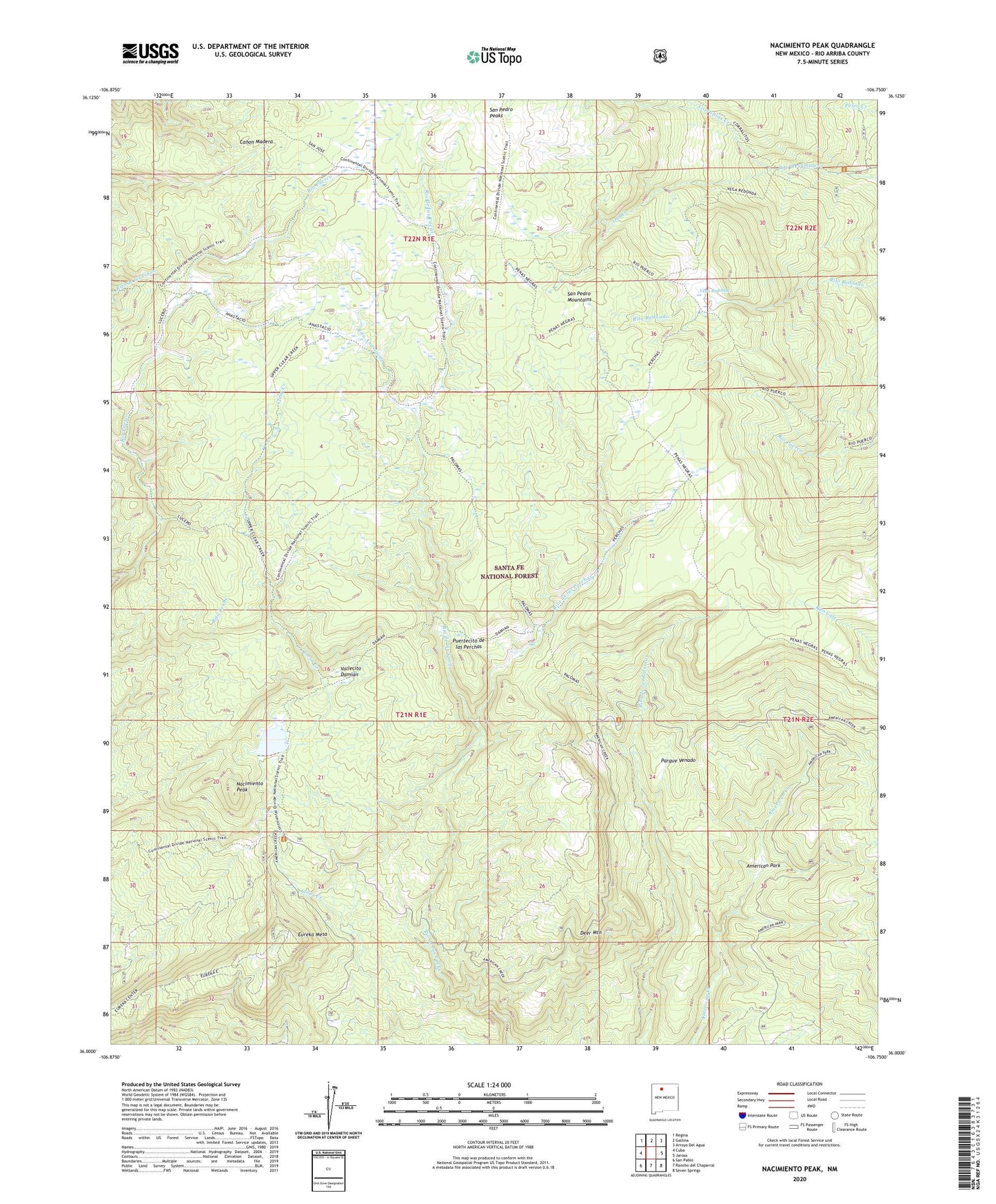 Nacimiento Peak New Mexico US Topo Map Image
