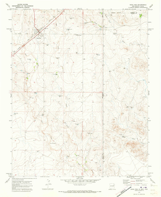 Classic USGS Nara Visa New Mexico 7.5'x7.5' Topo Map Image