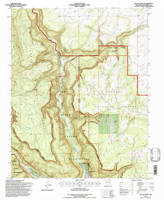 Classic USGS Navajo Peak New Mexico 7.5'x7.5' Topo Map Image