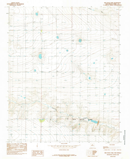 Classic USGS Ned Houk Park New Mexico 7.5'x7.5' Topo Map Image