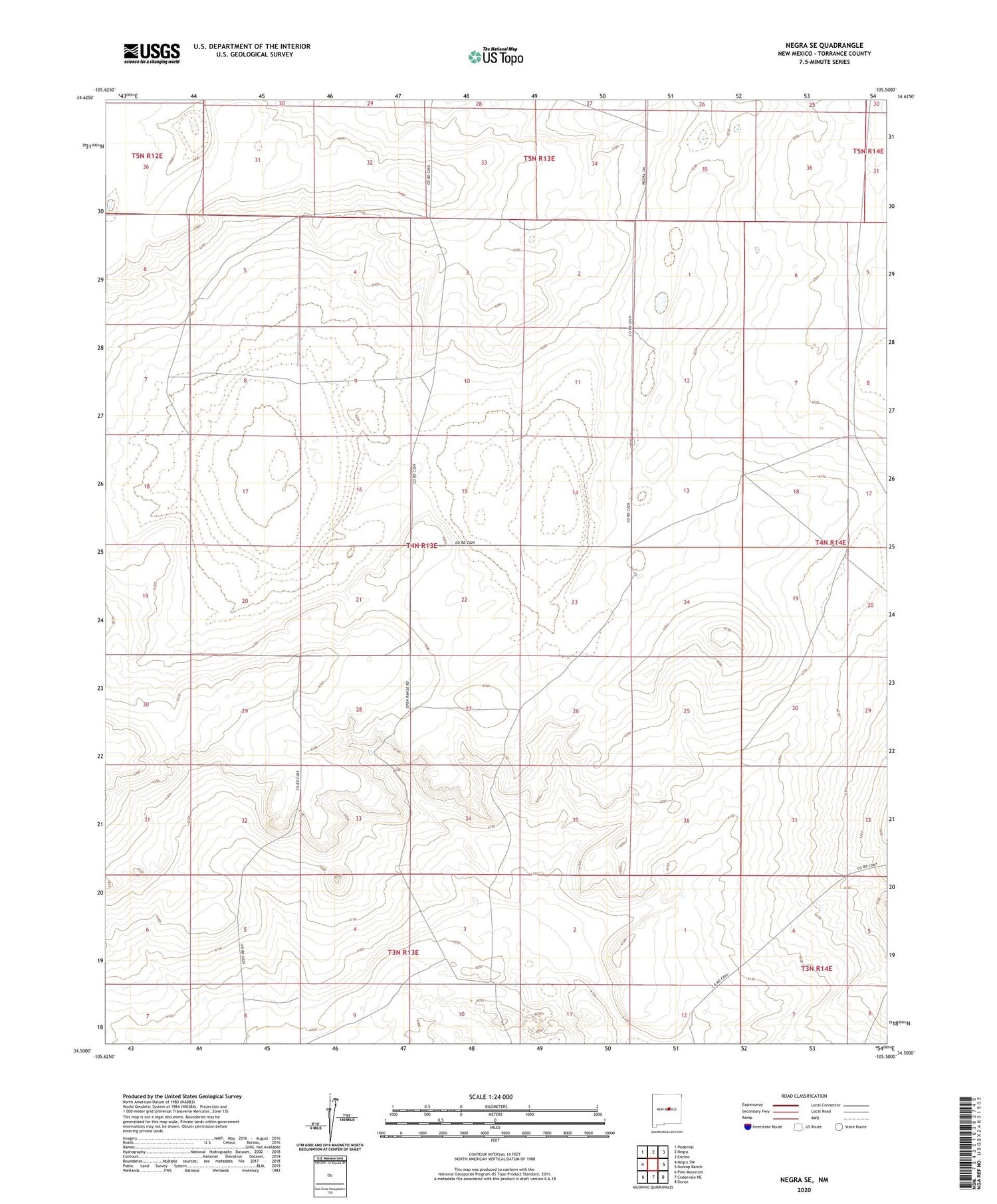 Negra SE New Mexico US Topo Map Image