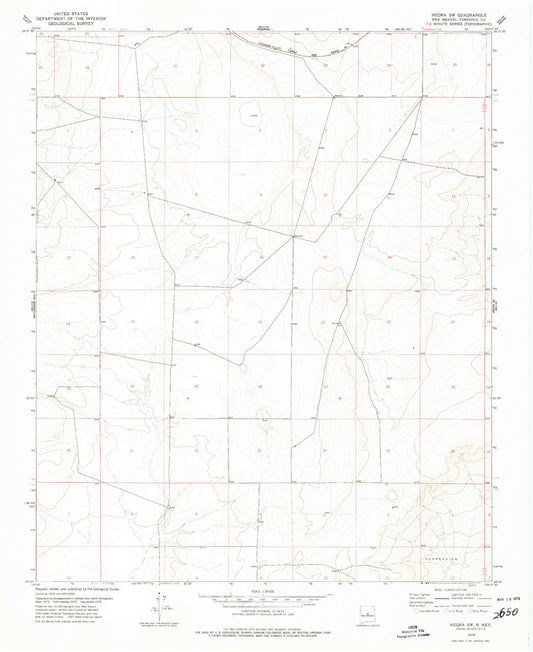 Classic USGS Negra SW New Mexico 7.5'x7.5' Topo Map Image
