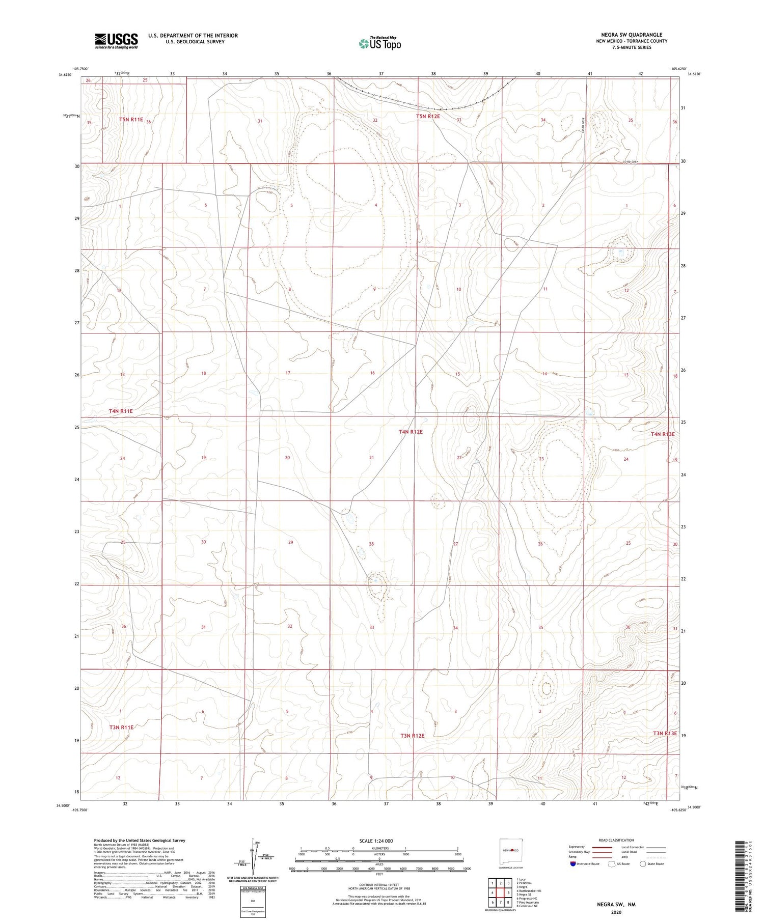 Negra SW New Mexico US Topo Map Image